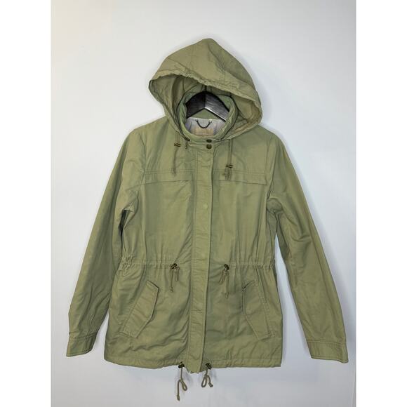 Banana Republic Women's Utility Safari Military Anorak Jacket Hooded Sz L Green - Picture 1 of 12